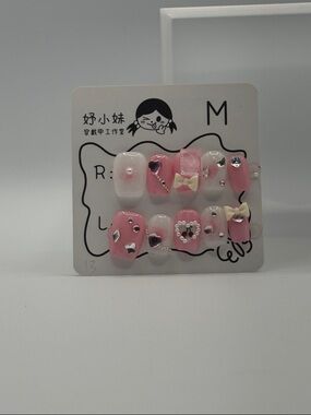 Pink Bow Press-On Nail Set